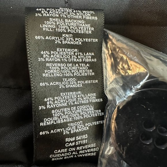 Kenneth Cole Double Breasted Wool Blend Peacoat Jacket, Size Large, Black,‎ NWOT - Picture 13 of 14